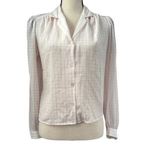 Vintage So What California Baby Pink Long Sleeve Button Up Top Women Size Medium
